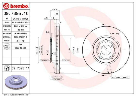 Brembo 09.7395.10 - Тормозной диск autosila-amz.com