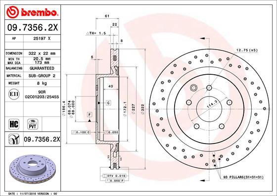 Brembo 09.7356.2X - Тормозной диск autosila-amz.com