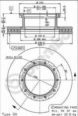 Brembo 09.7380.20 - Тормозной диск autosila-amz.com