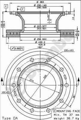 Brembo 09.7383.20 - Тормозной диск autosila-amz.com