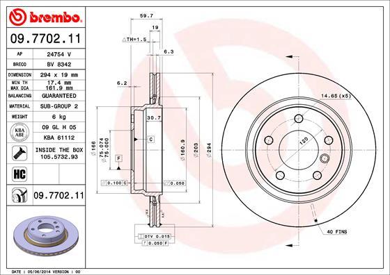 Brembo 09.7702.11 - Тормозной диск autosila-amz.com