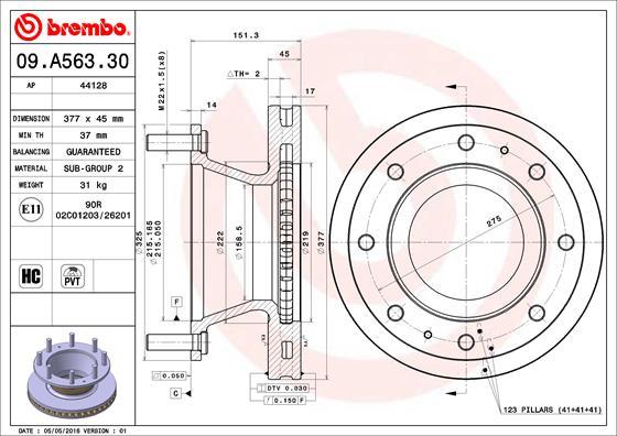 Brembo 09.A563.30 - Тормозной диск autosila-amz.com