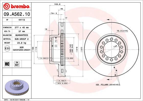 Brembo 09.A562.10 - Тормозной диск autosila-amz.com