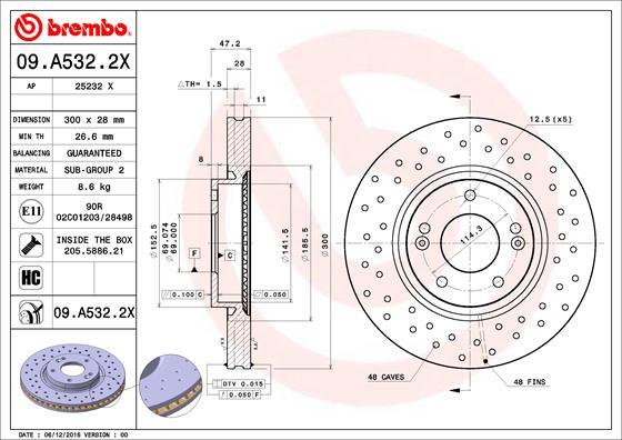 Brembo 09.A532.2X - Тормозной диск autosila-amz.com