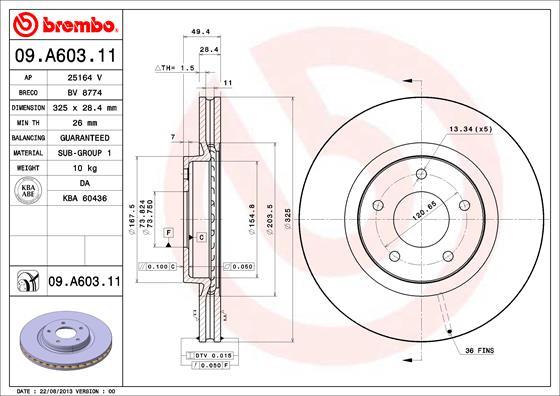 Brembo 09.A603.11 - Тормозной диск autosila-amz.com