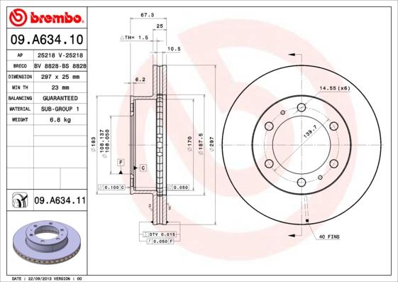 Brembo 09.A634.11 - Тормозной диск autosila-amz.com