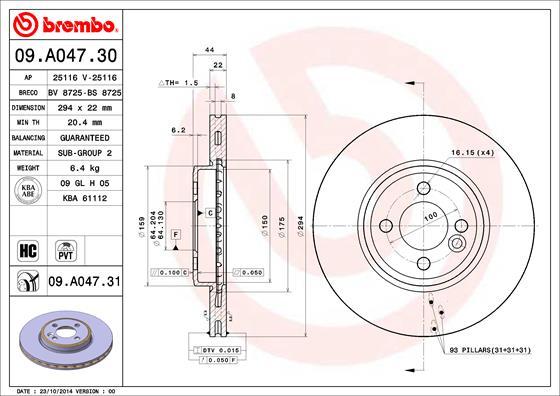 Brembo 09.A047.30 - Тормозной диск autosila-amz.com