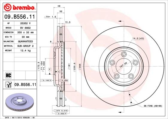 Brembo 09.B556.11 - Тормозной диск autosila-amz.com