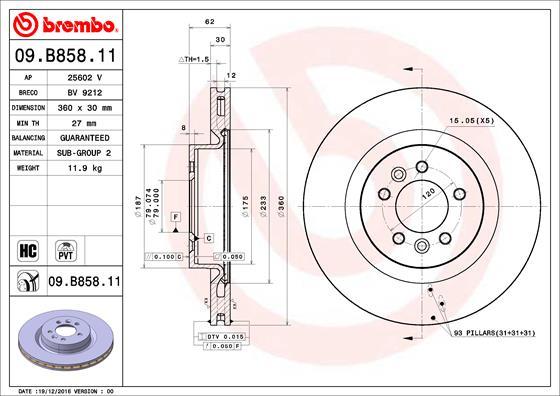 Brembo 09.B858.11 - Тормозной диск autosila-amz.com