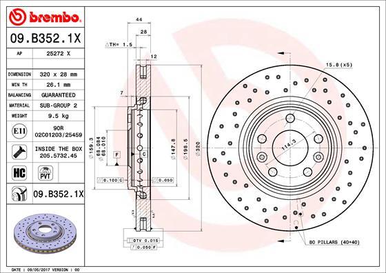Brembo 09.B352.1X - Тормозной диск autosila-amz.com