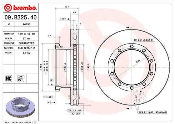 Brembo 09.B325.40 - Тормозной диск autosila-amz.com