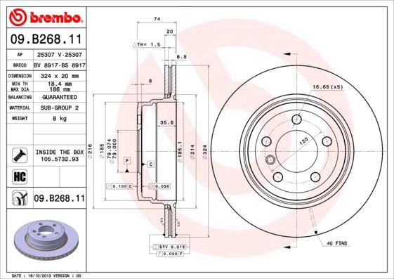 Brembo 09.B268.11 - Тормозной диск autosila-amz.com