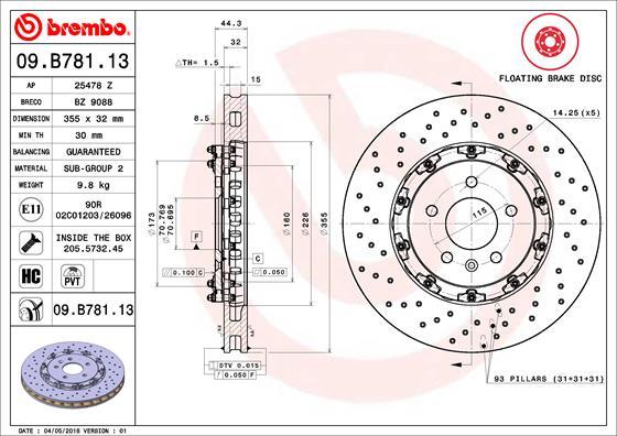 Brembo 09.B781.13 - Тормозной диск autosila-amz.com