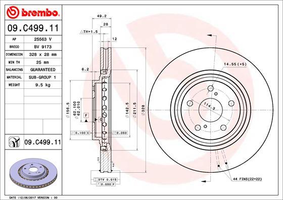 Brembo 09.C499.11 - Тормозной диск autosila-amz.com