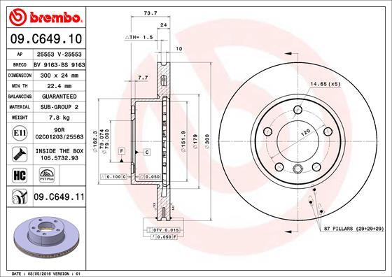 Brembo 09.C649.11 - Тормозной диск autosila-amz.com