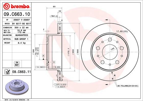 Brembo 09.C663.11 - Тормозной диск autosila-amz.com