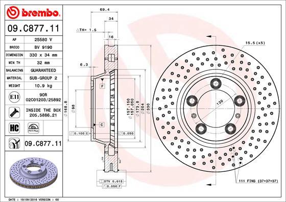 Brembo 09.C877.11 - Тормозной диск autosila-amz.com