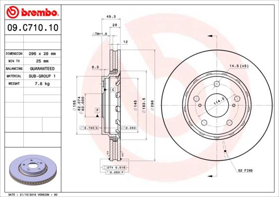 Brembo 09.C710.11 - Тормозной диск autosila-amz.com