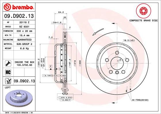 Brembo 09.D902.13 - Тормозной диск autosila-amz.com