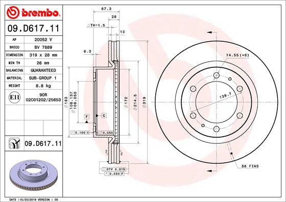 Brembo 09.D617.11 - Тормозной диск autosila-amz.com