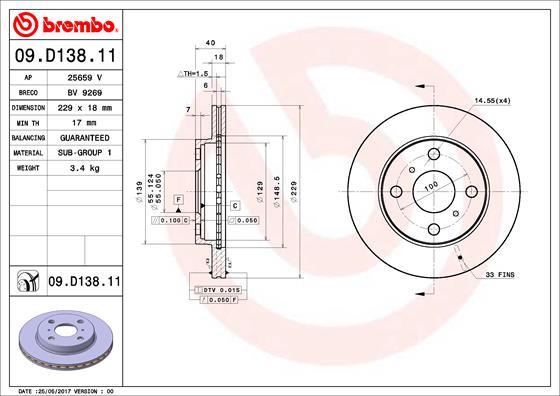 Brembo 09.D138.11 - Тормозной диск autosila-amz.com