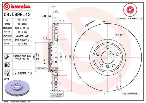 Brembo 09.D899.13 - Тормозной диск autosila-amz.com