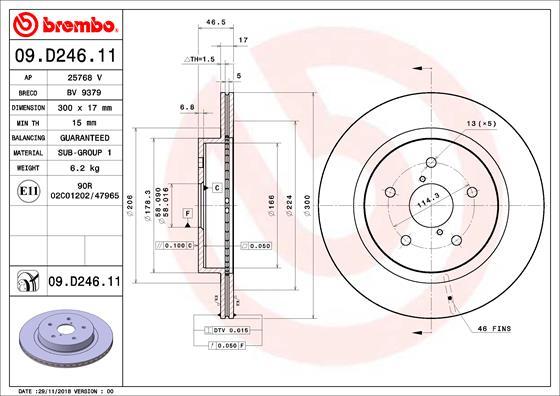 Brembo 09.D246.11 - Тормозной диск autosila-amz.com