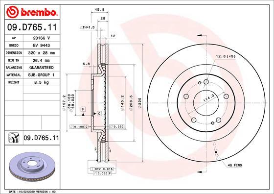 Brembo 09.D765.11 - Тормозной диск autosila-amz.com