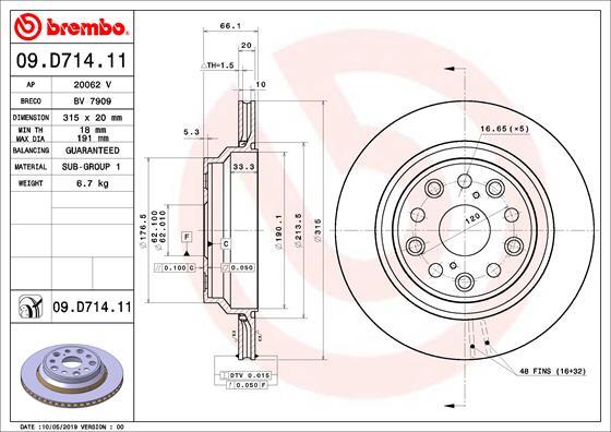 Brembo 09.D714.11 - Тормозной диск autosila-amz.com