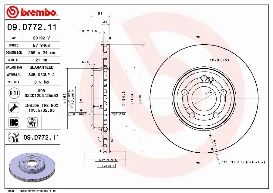 Brembo 09.D772.11 - Тормозной диск autosila-amz.com