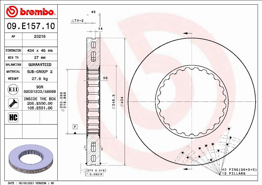 Brembo 09.E157.10 - Тормозной диск autosila-amz.com