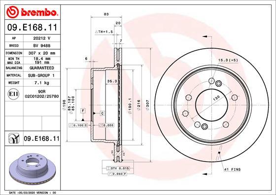 Brembo 09.E168.11 - Тормозной диск autosila-amz.com