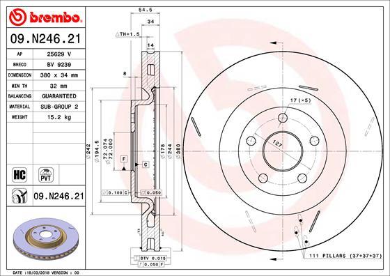 Brembo 09.N246.21 - Тормозной диск autosila-amz.com