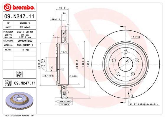 Brembo 09.N247.11 - Тормозной диск autosila-amz.com