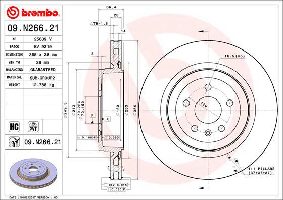 Brembo 09.N266.21 - Тормозной диск autosila-amz.com