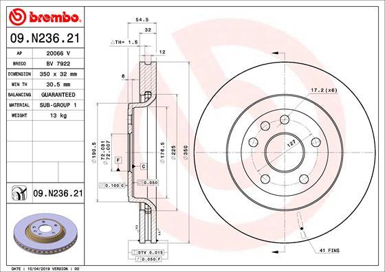 Brembo 09.N236.21 - Тормозной диск autosila-amz.com
