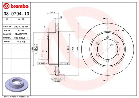 Brembo 08.9794.10 - Тормозной диск autosila-amz.com