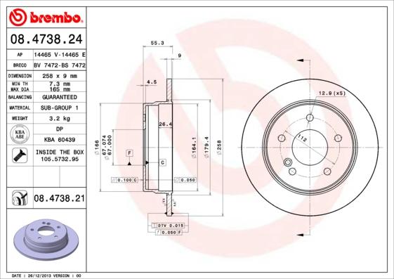 Brembo 08.4738.21 - Тормозной диск autosila-amz.com