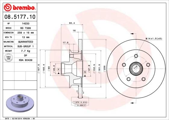 Brembo 08.5177.10 - Тормозной диск autosila-amz.com