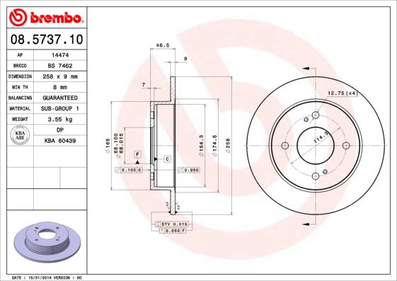 Brembo 08.5737.10 - Тормозной диск autosila-amz.com