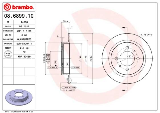 Brembo 08.6899.10 - Тормозной диск autosila-amz.com
