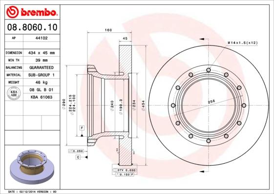 Brembo 08.8060.10 - Тормозной диск autosila-amz.com