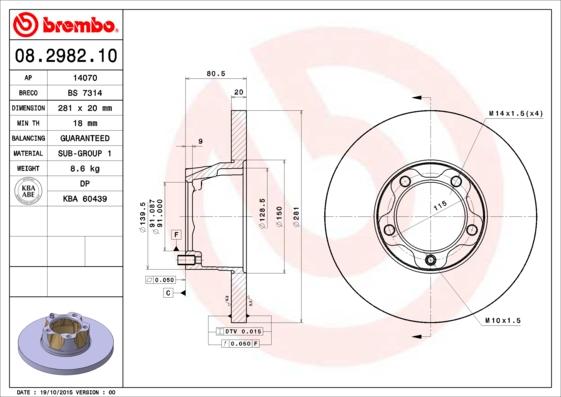 Brembo 08.2982.10 - Тормозной диск autosila-amz.com