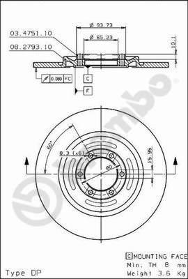 Brembo 08.2793.20 - Тормозной диск autosila-amz.com