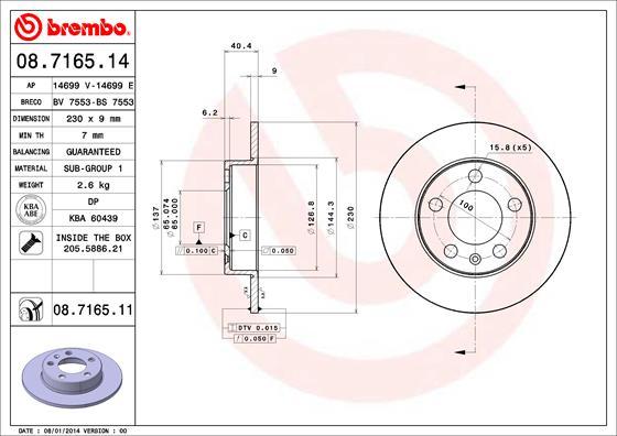 Brembo 08.7165.11 - Тормозной диск autosila-amz.com