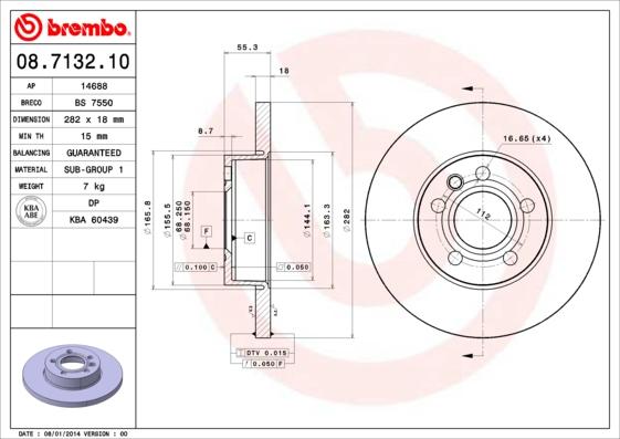 Brembo 08.7132.10 - Тормозной диск autosila-amz.com