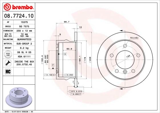 Brembo 08.7724.10 - Тормозной диск autosila-amz.com