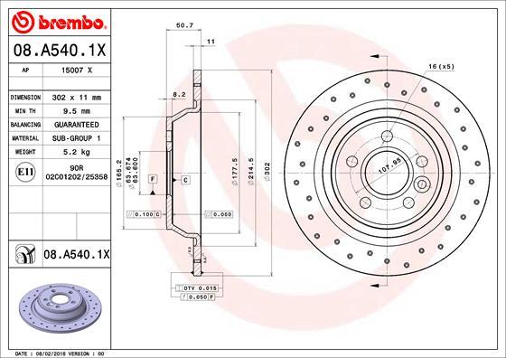 Brembo 08.A540.1X - Тормозной диск autosila-amz.com