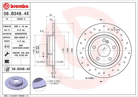 Brembo 08.B348.4X - Тормозной диск autosila-amz.com