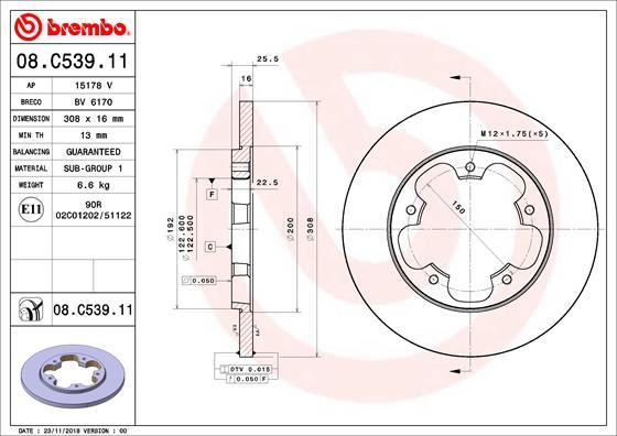 Brembo 08.C539.11 - Тормозной диск autosila-amz.com